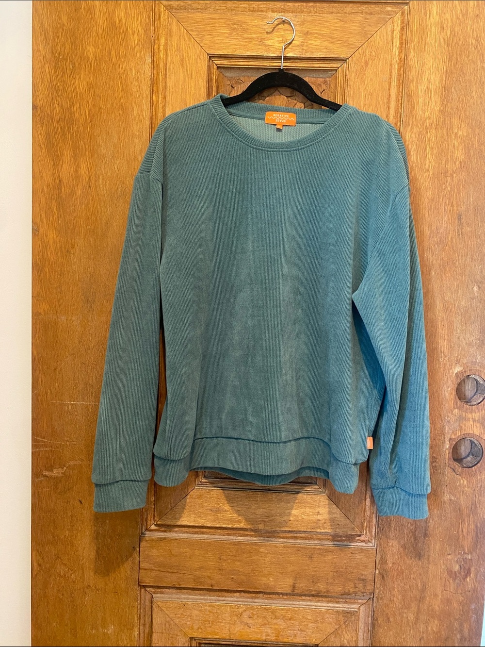 Negative Space Ribbed teal Green Chenille Pullover Sweater size XL